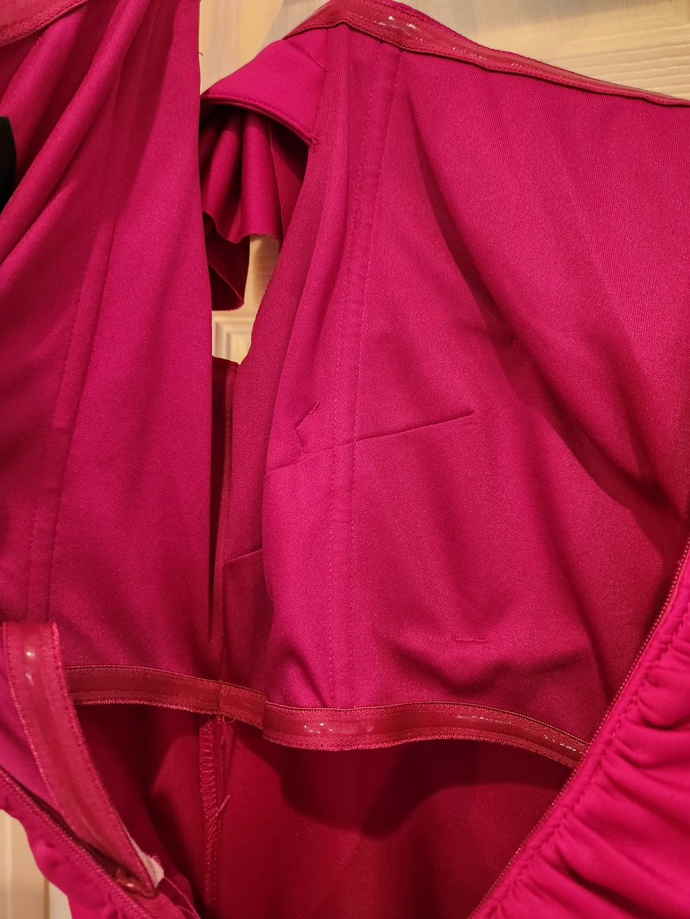 Xscape Fuchsia Off-Shoulder Ruffle Gown - Picture 4 of 6